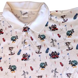 Looney Tunes Polo Shirt Mens XXL Warner Grampacore VTG Y2K Bugs Bunny Golf Daffy